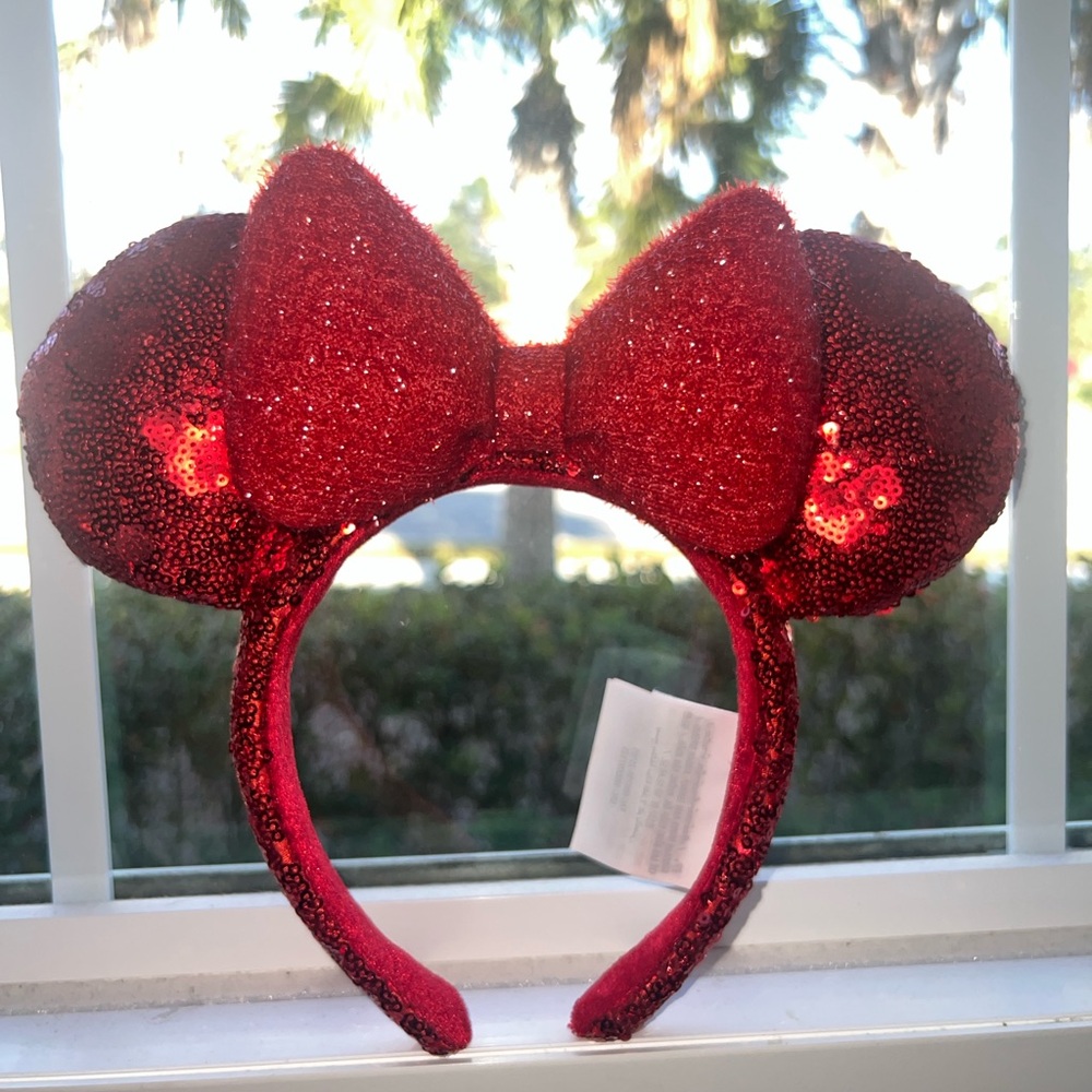 Disney Minnie Mouse Sequined Ear Headband Red